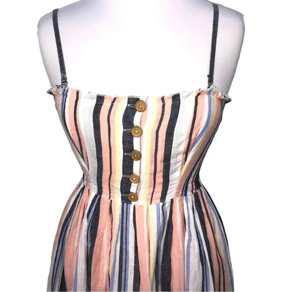 Free People Lilah Pleated Tube Striped Midi Dress XS NWT